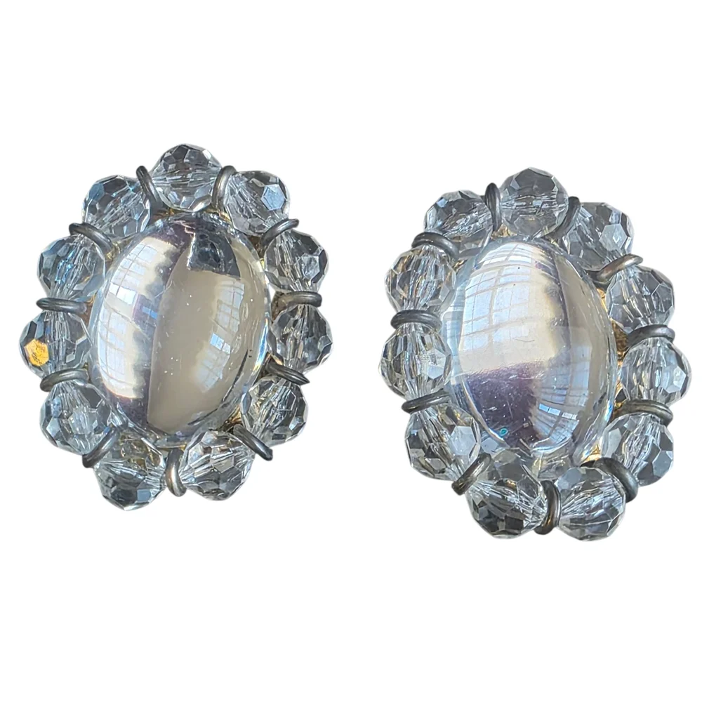 Clear Crystal Cluster Stud Earrings